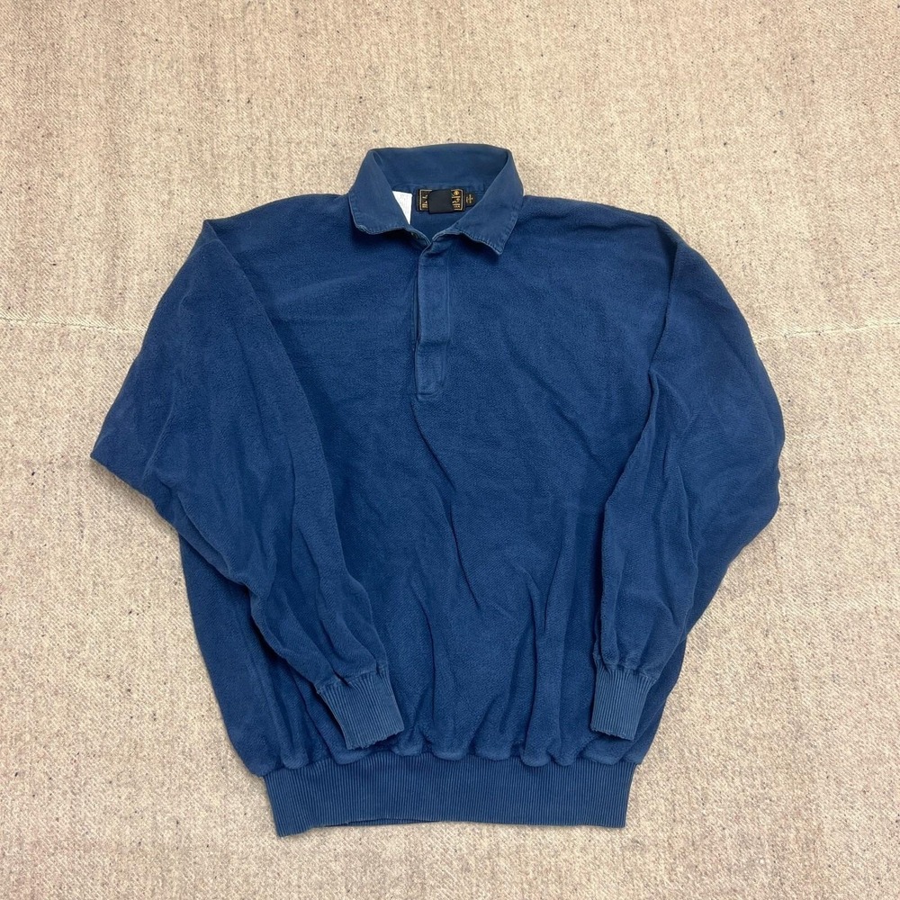 Vintage Eddie Bauer Sweatshirt‎ Mens Large Blue 1990s 1/4 Button